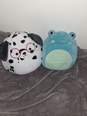 Plush Dalmatian with Glasses & Blue Frog Squishmallow Duo
